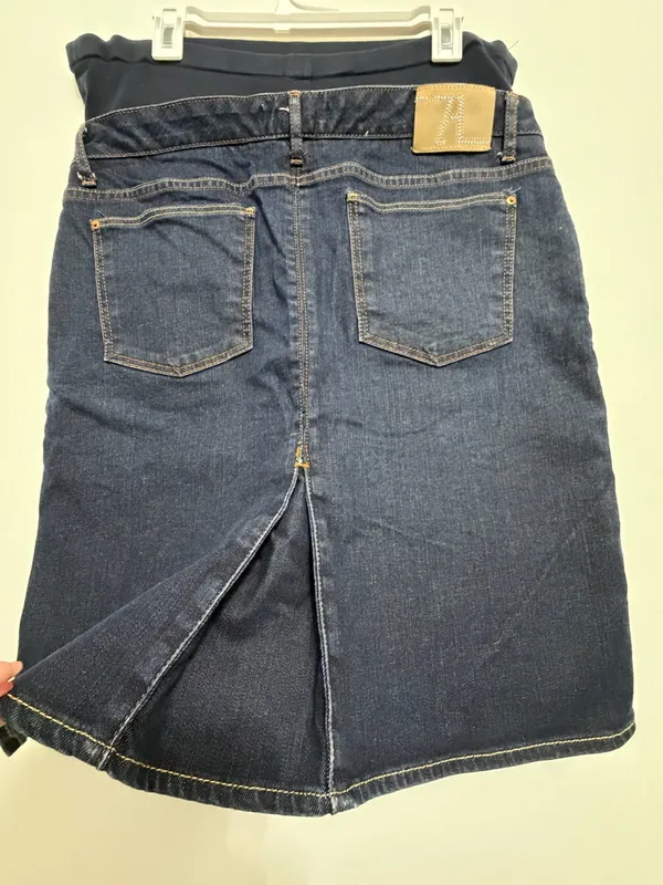 Zara Skirt Maternity Size Large Dark Wash Denim Stretch Panel(A543) - Image 8
