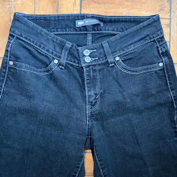 Levis 529 Curvy Straight Jeans Womens 29x30‎ Black Double Button Y2K Denim - Image 4