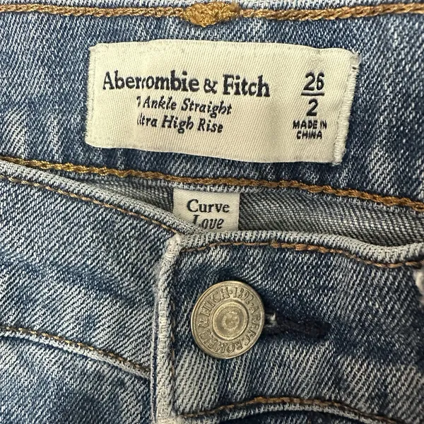 Abercrombie & Fitch Curve Love Ankle Straight Ultra High‎ Rise Jeans Womens 26/2 - Image 5