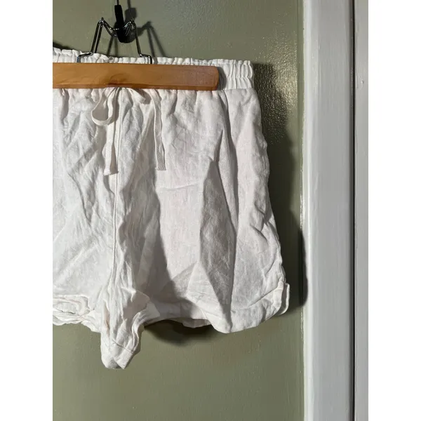 Stradivarius Women's Size Small Shorts Pull On Elastic Tie Waist Pockets White - Image 3