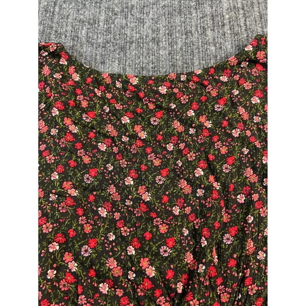 AEROPOSTALE Floral Crop Top Women XL Black Pink Smocked V-Neck Puff‎ Sleeve NWT - Image 12
