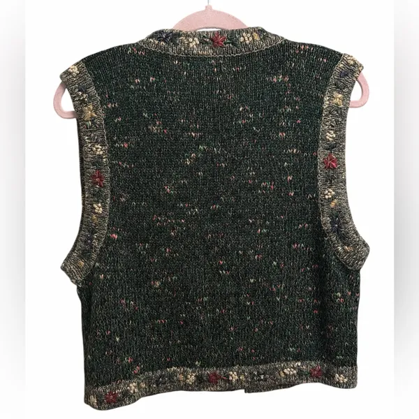 St. John's Bay Green Floral Cardigan Vest - Image 3