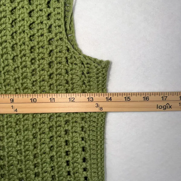 Handmade Crochet Tank Top Women Small Green Open Knit Boho Festival Goblincore - Image 6