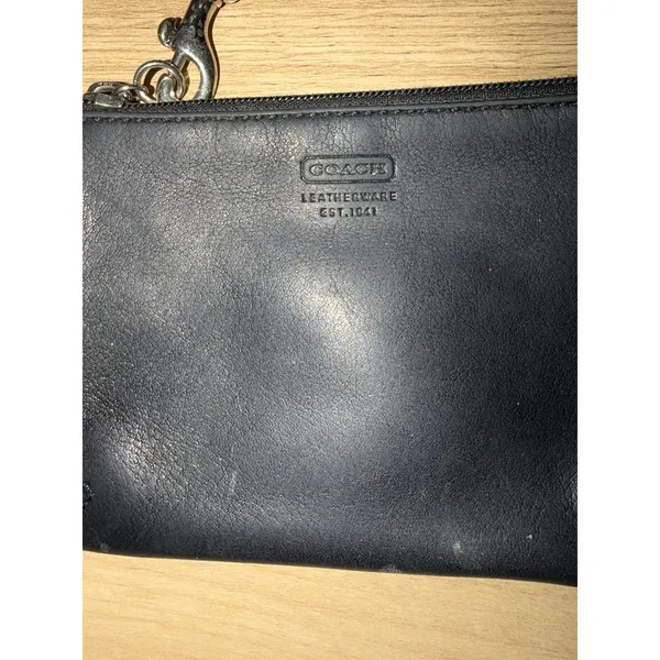 Coach Black Leather Wristlet Coin Purse M - Image 4
