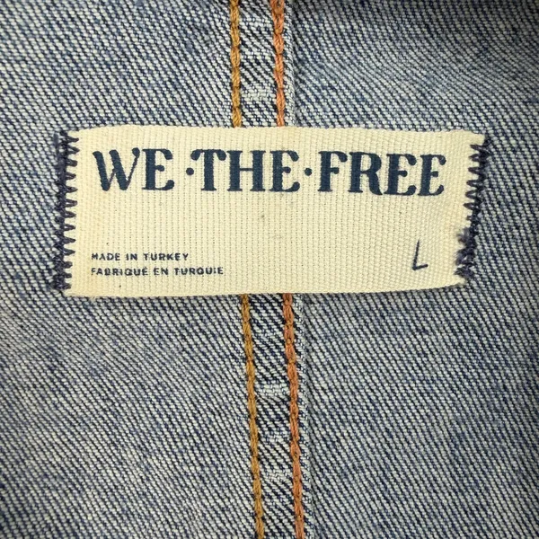 FP We The Free Jayde Flare Denim Jumpsuit Blue Zip Front Retro Romper Size L - Image 9