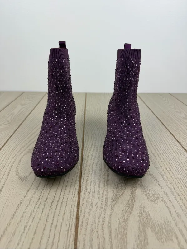 Kenneth Cole Reaction Women's Rida Stretch Jewel Dress Booties 7.5W Purple $109 - Image 2