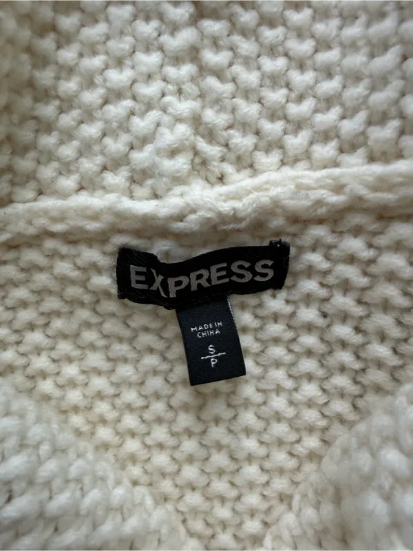 Express Cowl Neck Cable Knit Sweater Size Small - Cream - Image 6