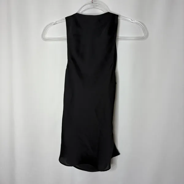 ZARA Black Satin Ruched High Neck Sleeveless Blouse 100% Polyester Womens Small - Image 6