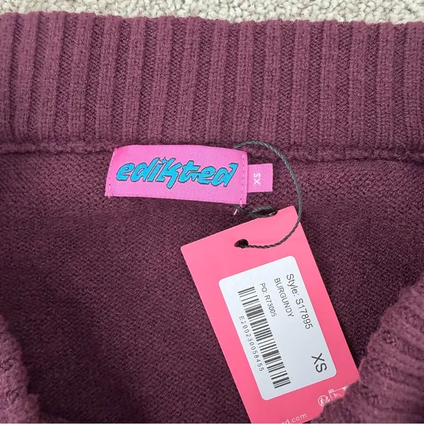 Edikted burgundy off the shoulder sweater - Image 5