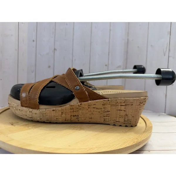 Crocs Womens 9 Brown A Leigh Strappy Cork Wedge Slip On Sandals - Image 4