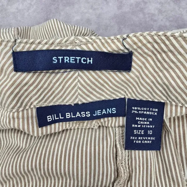 Bill Bass Jeans Bermuda Flat Front‎ Stripe Bottoms Pants Shorts Cotton 10 - Image 6
