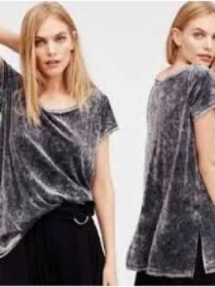 We The Free People Melrose Swing Tee Top Black Oversized XS #1727 - Image 2