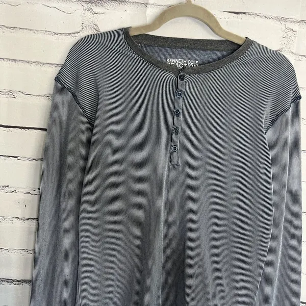 Kenneth Cole Reaction Gray Long Sleeve Tee 1/4 Button SZ XL Relaxed Loose Fit - Image 5