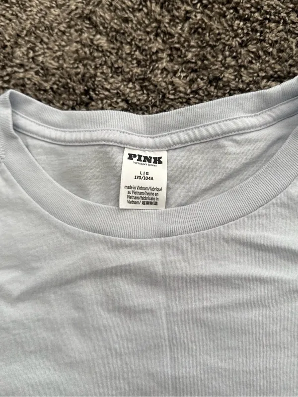 PINK VS Light Blue Short Sleeve Tee Size Large 0308 - Image 3