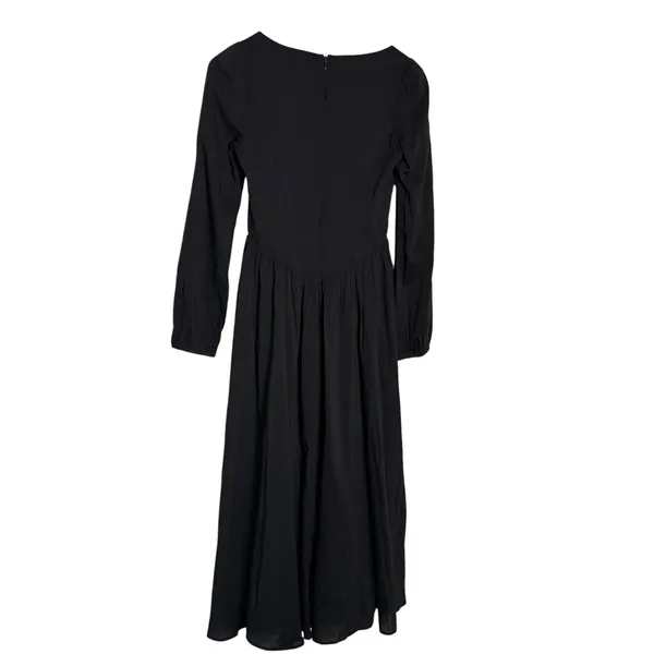 Reformation Oria Organic Cotton Long Sleeve Shirred V-Waist Scoop Midi Dress 0 - Image 15