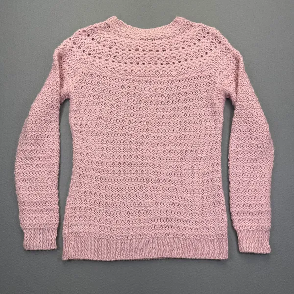 Lauren Ralph Lauren Pink Alpaca Blend Open Knit Crewneck Sweater Womens Medium - Image 7