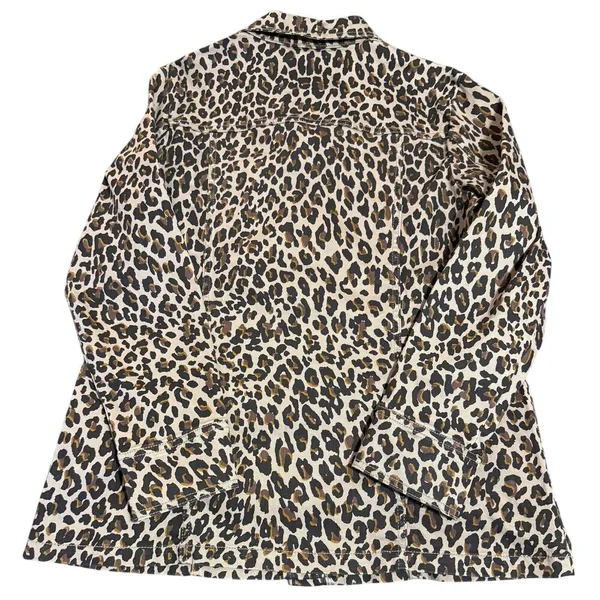 2/$30 NEW Code Bleu Size‎ Large Leopard Animal Print Women Jacket Button Up Chic Brown - Image 2