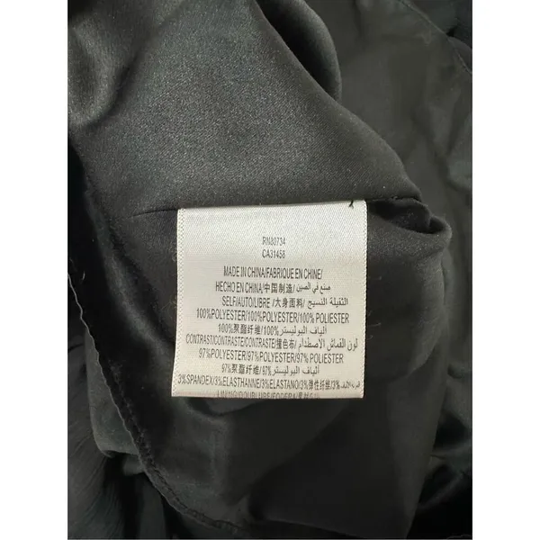 Max and Cleo Black Satin Chiffon Gown size 4 Small hole on the bottom of the dre - Image 9
