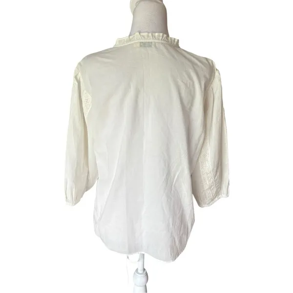 Tasha Polizzi White Cotton Lace Victorian Peasant Button Up Blouse Womens Medium - Image 2