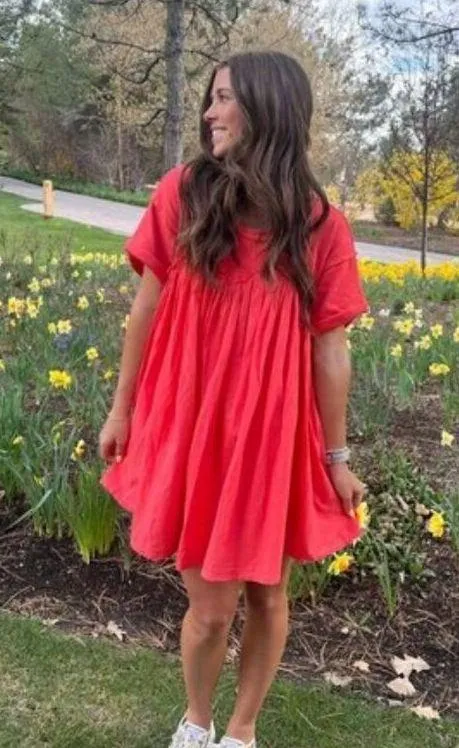 FREE PEOPLE Catalina Mixed Media Minidress in Radiant Watermelon Size X-Small - Image 2