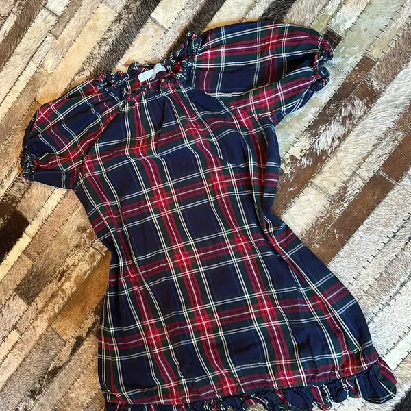 Hill‎ House Katherine Tartan Plaid Holiday Mini Nap Dress Navy Size XS - Image 3