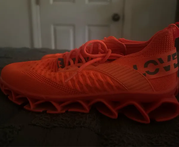 Women’s Orange Athletic Knit Running Shoes Size 7.5 - Image 3