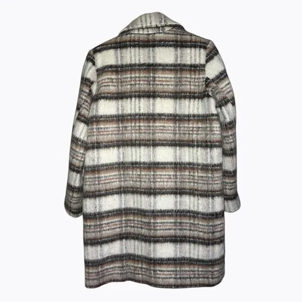 VILA Virooma Birch Check Wool Pea Coat Size M Plaid Quiet Luxury - Image 4