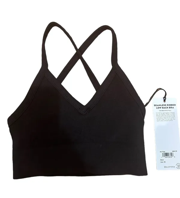 Alo Seamless Ribbed Low Back BLACK Bra XS SOLD OUT - Image 3
