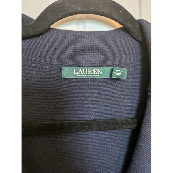 Lauren Ralph Lauren Womens Blue Button-Up Knit Sweater Blazer Gold Buttons S - Image 9