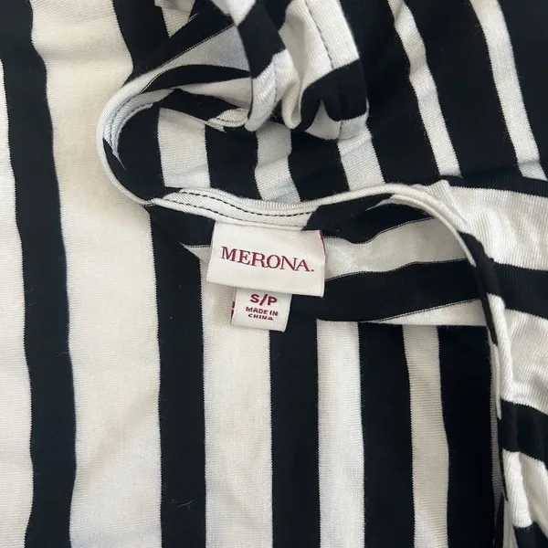 Merona Women's Striped Maxi Dress S Black Cream Stretch Resortwear Summer Casual - Image 3