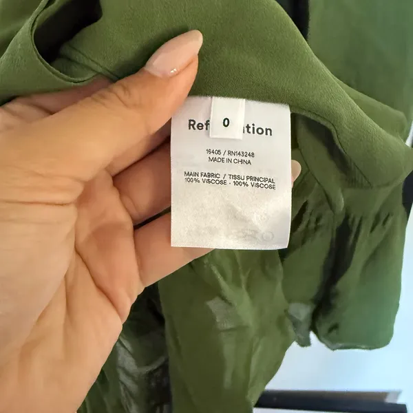 Reformation Galena Long Sleeve Dress in Olive - Image 15