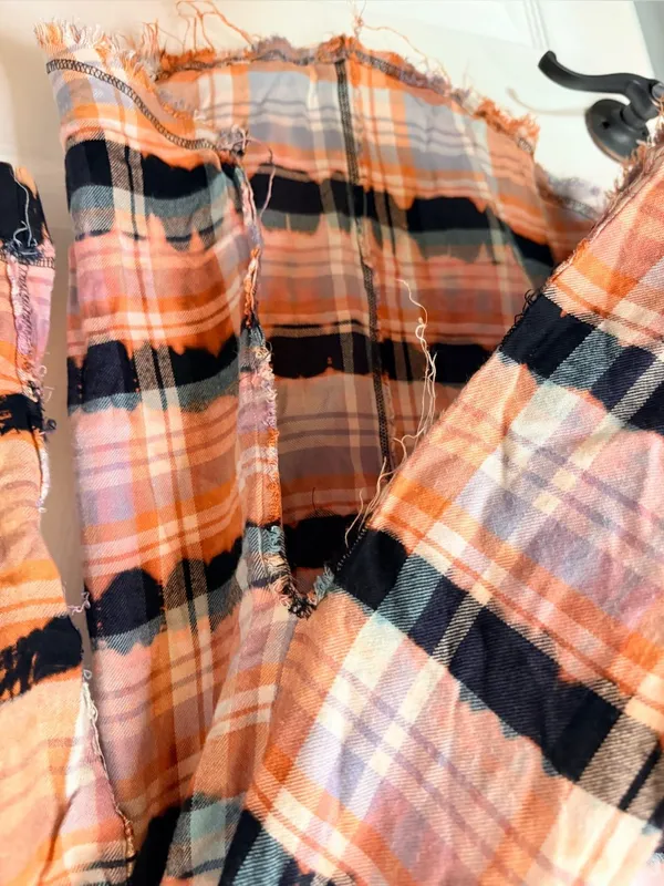 Free People Intimately pink plaid flannel pullover raw-edge shirt - Image 7