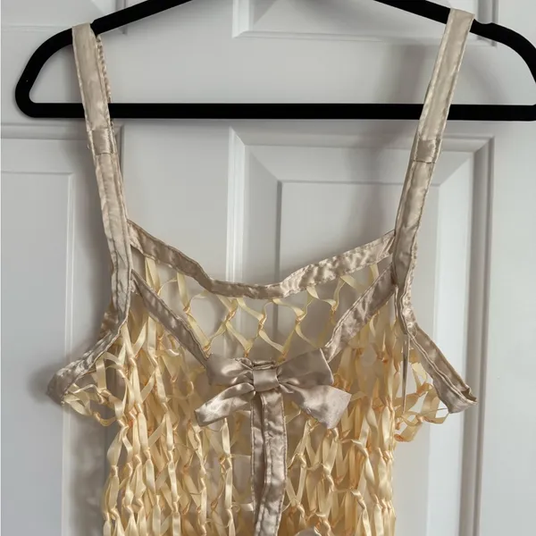 Urban Outfitters Ribbon Bow Fringe Top - O/S - Cream‎ - NWT - Image 8