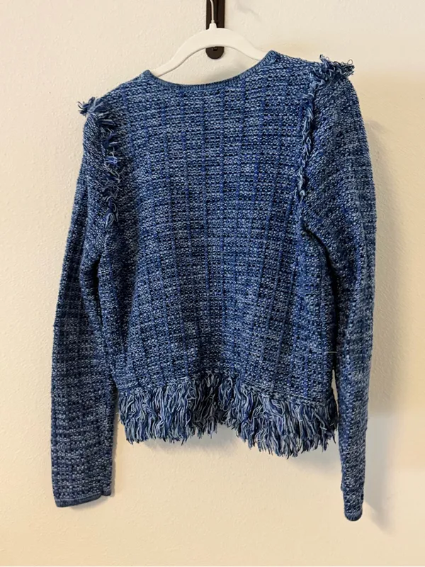 Lilly Pulitzer Simora Fringe Tweed Cardigan - Blue - Image 9