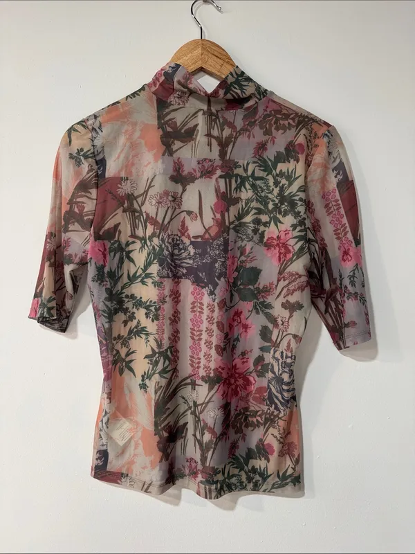By Anthropologie Printed Mesh Turtleneck EUC - Image 4