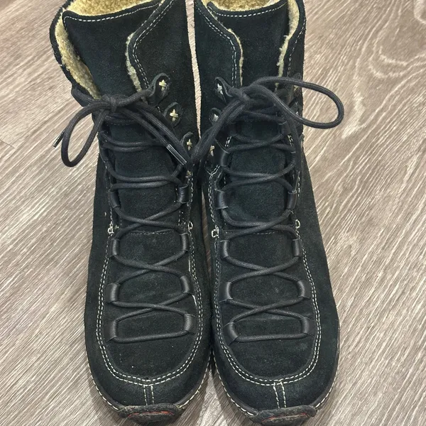 Timberland Black Reykir Ghillie Suede Lace-Up Sherpa‎ Moccasin Boots Boho Cozy 8 - Image 2