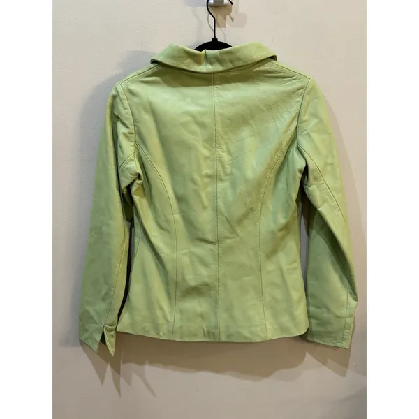 Vintage Neto lime green Italian leather jacket by Size 4 Mod Retro Twee‎ - Image 2
