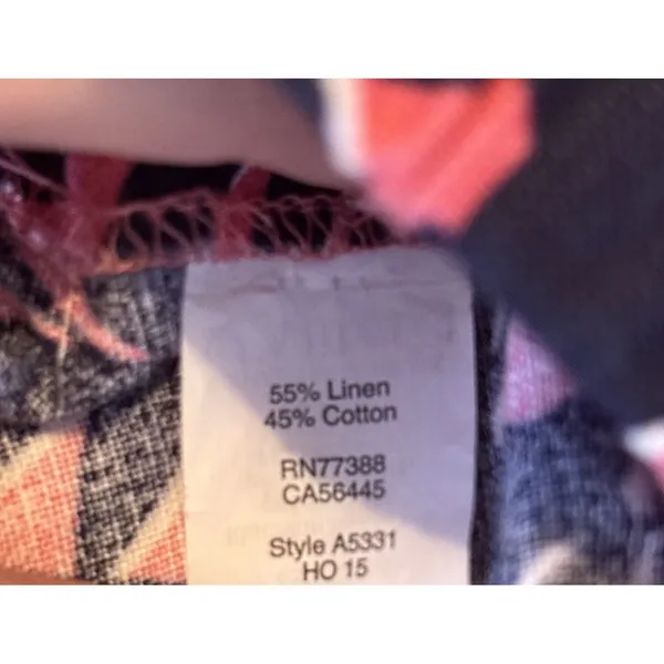 J Crew Shorts Sz 00 Pink Blue Linen Blend Palm Leaf Pull On 3" Inseam Tropical‎ - Image 7