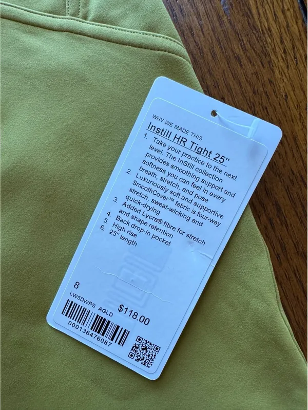 Lululemon Instill High Rise 25” Auric Gold Size 8 NWT - Image 4