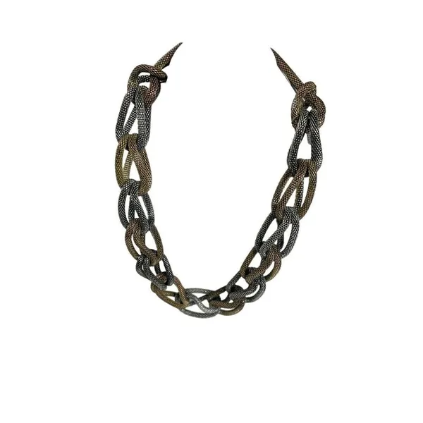 Metallic Chunky‎ Chain Link twisted Necklace Costume 17" - Image 3