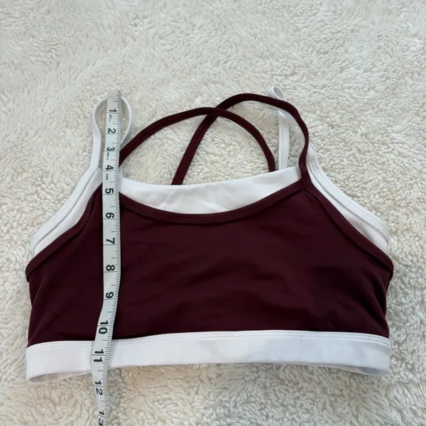 Women Burgundy Double Lined Sports Bra XS Yoga Pilates Sports College Athleisure - Image 4