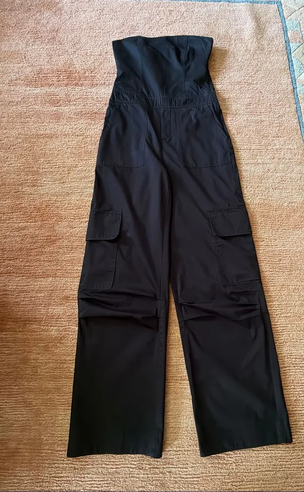 Zara Strapless Cargo Jumpsuit by Zara Black Size XS - Image 2