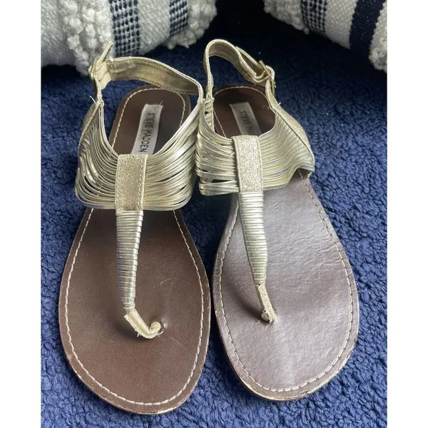 Steve Madden “Stacie” Strappy Gold Sandal Boho Peasant Bohemian Festival Size 8 - Image 3