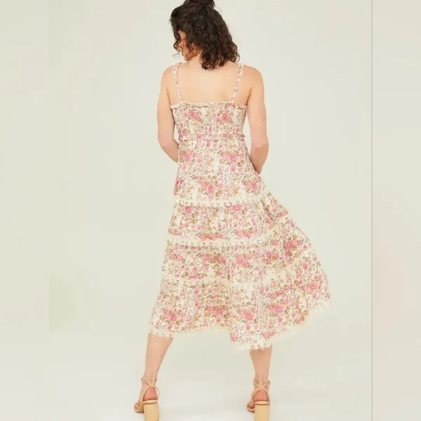 NWT Alissandra Floral Midi Dress Color: Ivory-Pink Size Large - Image 2