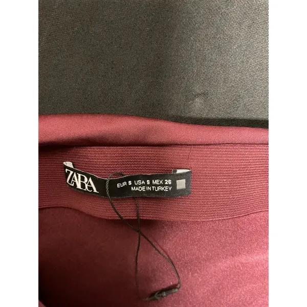 Zara Womens Midi Skirt Burgundy Satin Slip Bias Cut Small - Image 5