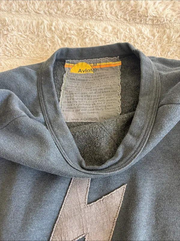 Aviator nation charcoal and neon bolt crewneck medium - Image 2