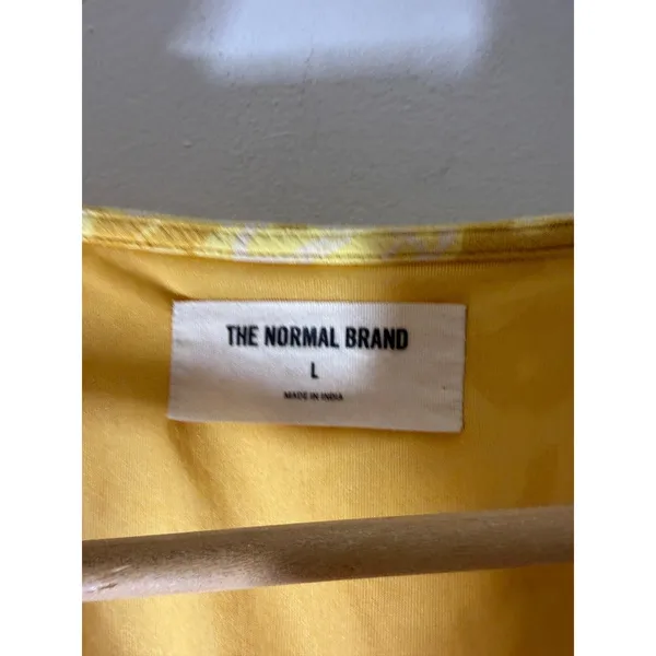 The Normal Brand Womens Yellow Floral Button Front V-Neck Midi Dress Size large - Image 5