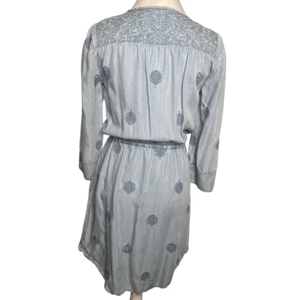 Anthropologie Holding Horses Chambray Embroidered Mini Dress XS - Image 4
