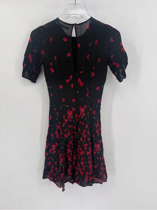 Reformation Gracie Mini Black Dress Floral Oracle Size 0 - Image 7