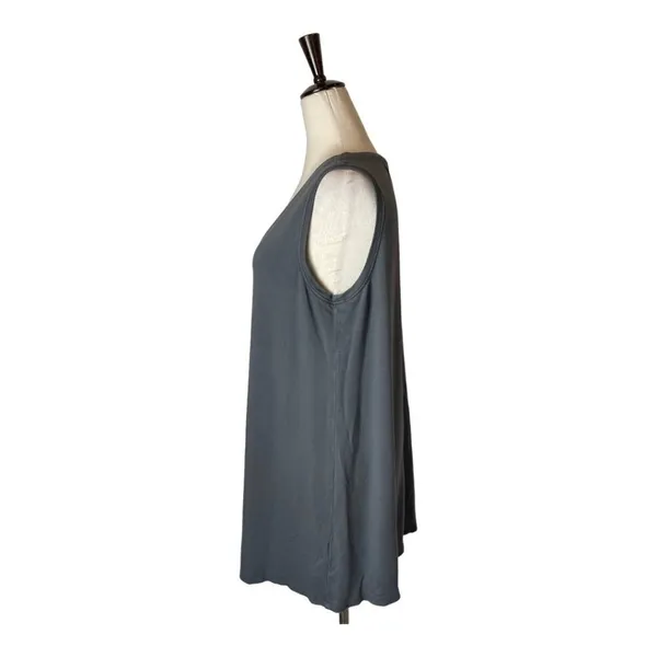 Flax Gray Jersey Knit V Neck Sleeveless Mini Tunic Dress‎ Size M - Image 5